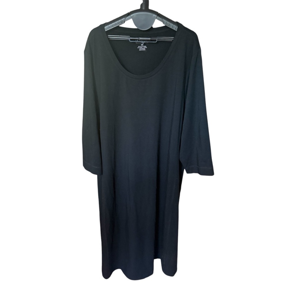 Lands' End Women's 3X Plus 3/4 Sleeve A-Line Dress Black